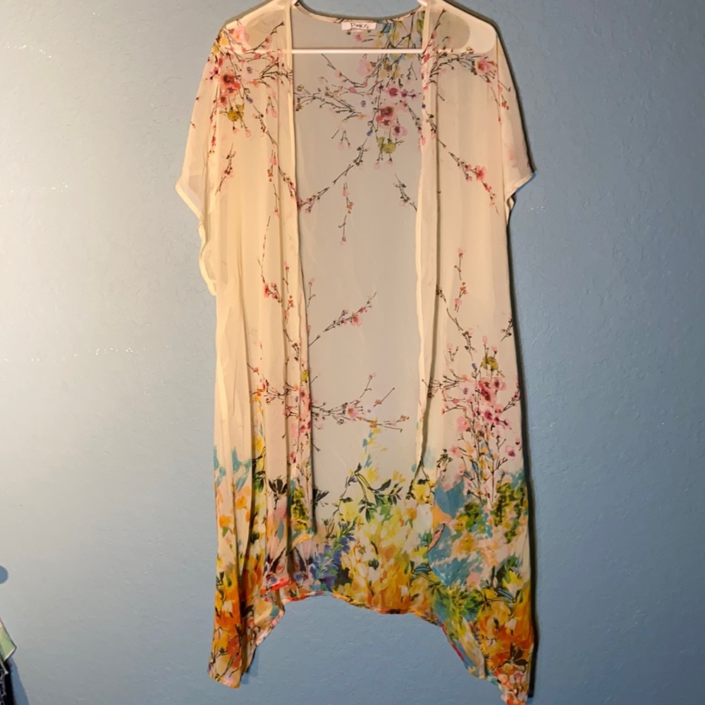 Pinky floral O/S open cardigan